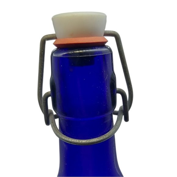 NWOB 2 Grolsch Cobalt Blue Glass 1 Liter Home Brew Wine Beer Bottle Swing EZ Cap - Picture 6 of 6